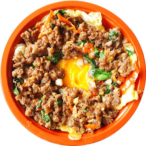 ข้าวกระเพราเนื้อไข่เจียวดาว