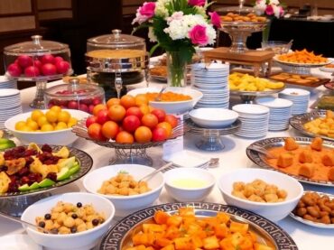 บุฟเฟ่ต์อาหารจัดเลี้ยงที่สวยงามและหลากหลาย