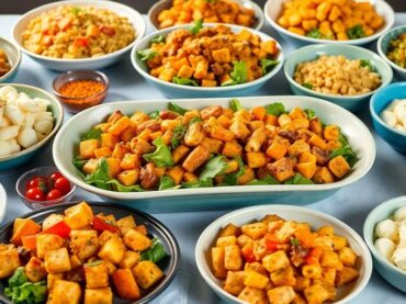 อาหารจัดเลี้ยงหลากหลายจานสำหรับงานเลี้ยงที่บ้าน