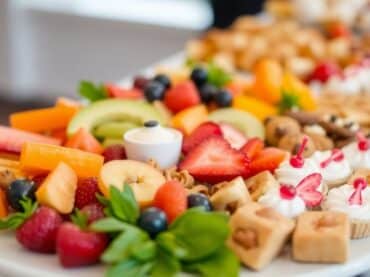 อาหารว่างจัดเรียงสวยงามสำหรับบริการจัดเบรค