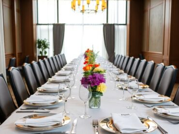 โต๊ะจัดเลี้ยงสวยงามในขอนแก่นสำหรับงานประชุม