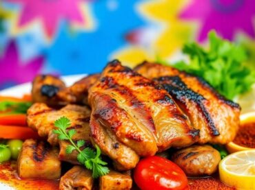 อาหารฮาลาลที่น่าทาน ประกอบด้วยเนื้อและผักสด