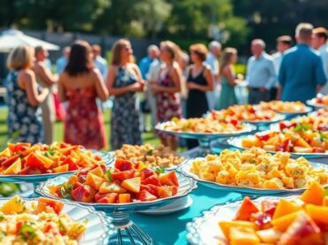 อาหารจัดเลี้ยงนอกสถานที่หลากหลายเมนูสวยงาม