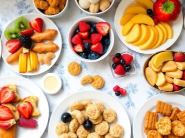 อาหารจัดเบรคเช้าหลากหลายชนิดสวยงามน่ารับประทาน