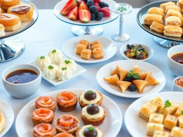 ชุดอาหารจัดเบรคหลากชนิดบนโต๊ะ