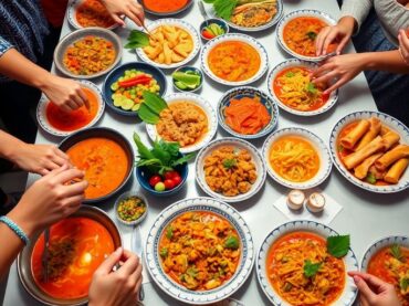 อาหารอร่อยจัดเรียงสวยงามบนโต๊ะ