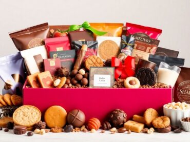 กล่องขนมพรีเมียมหลากหลายชนิด จัดวางอย่างสวยงาม