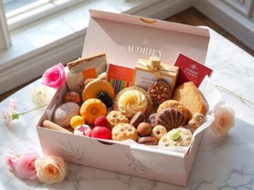 กล่องขนม audrey สุดพรีเมียมบนโต๊ะหินอ่อน