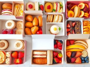 กล่องขนมหลากหลายเมนู จัดเรียงสวยงาม น่ารับประทาน